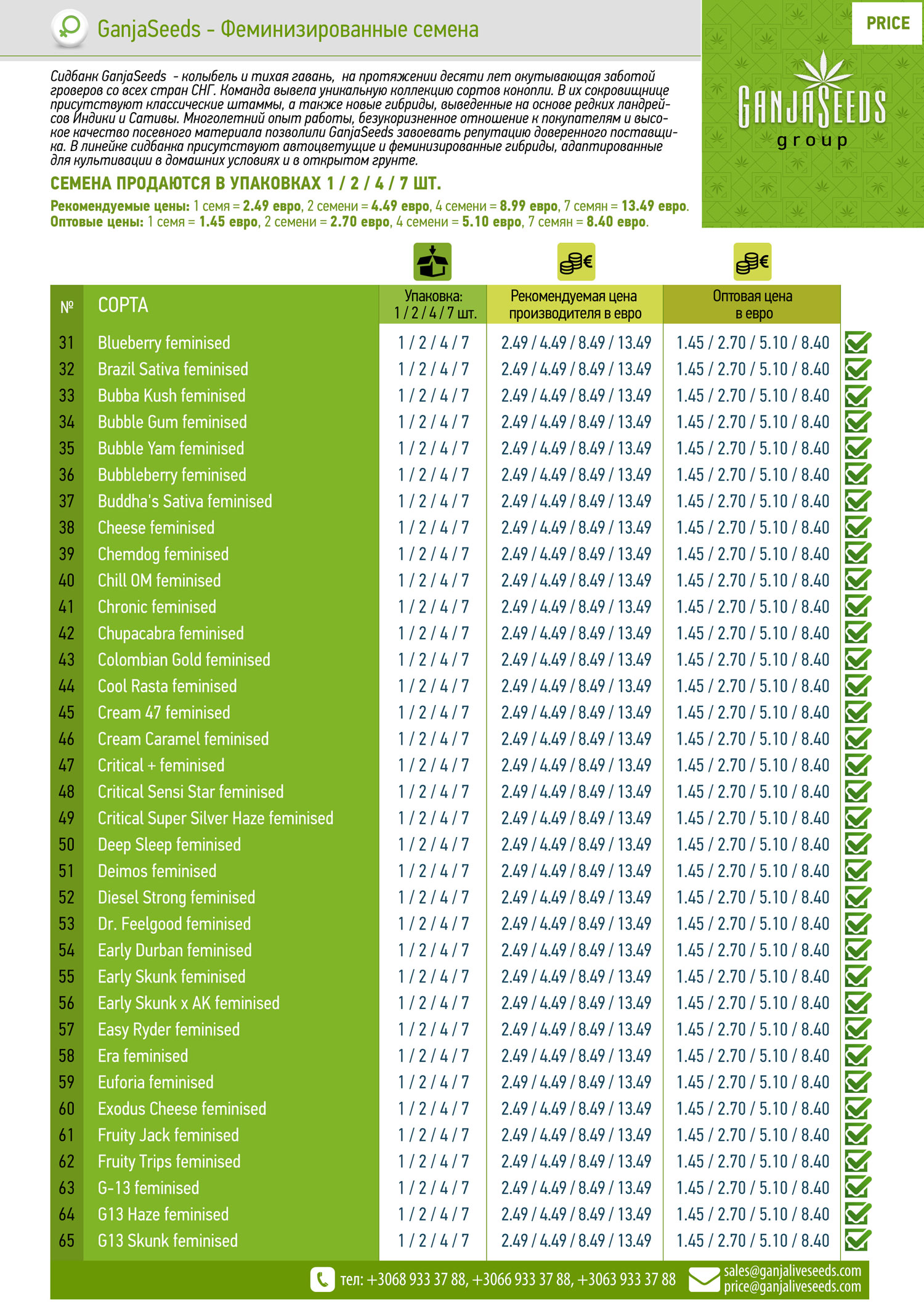GanjaSeeds - феминизированные семена конопли GanjaSeeds - феминизированные семена конопли