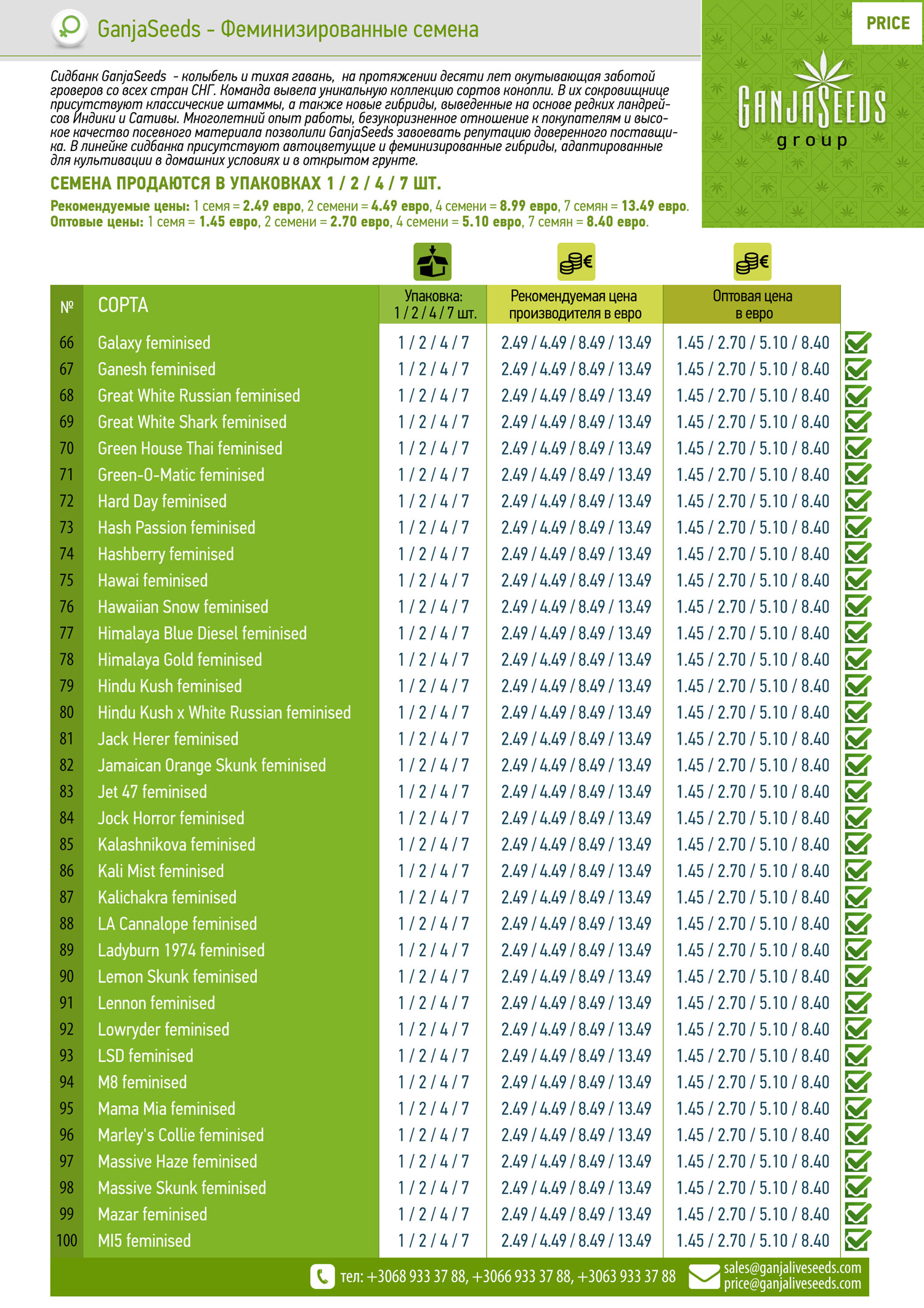 GanjaSeeds - феминизированные семена конопли GanjaSeeds - феминизированные семена конопли