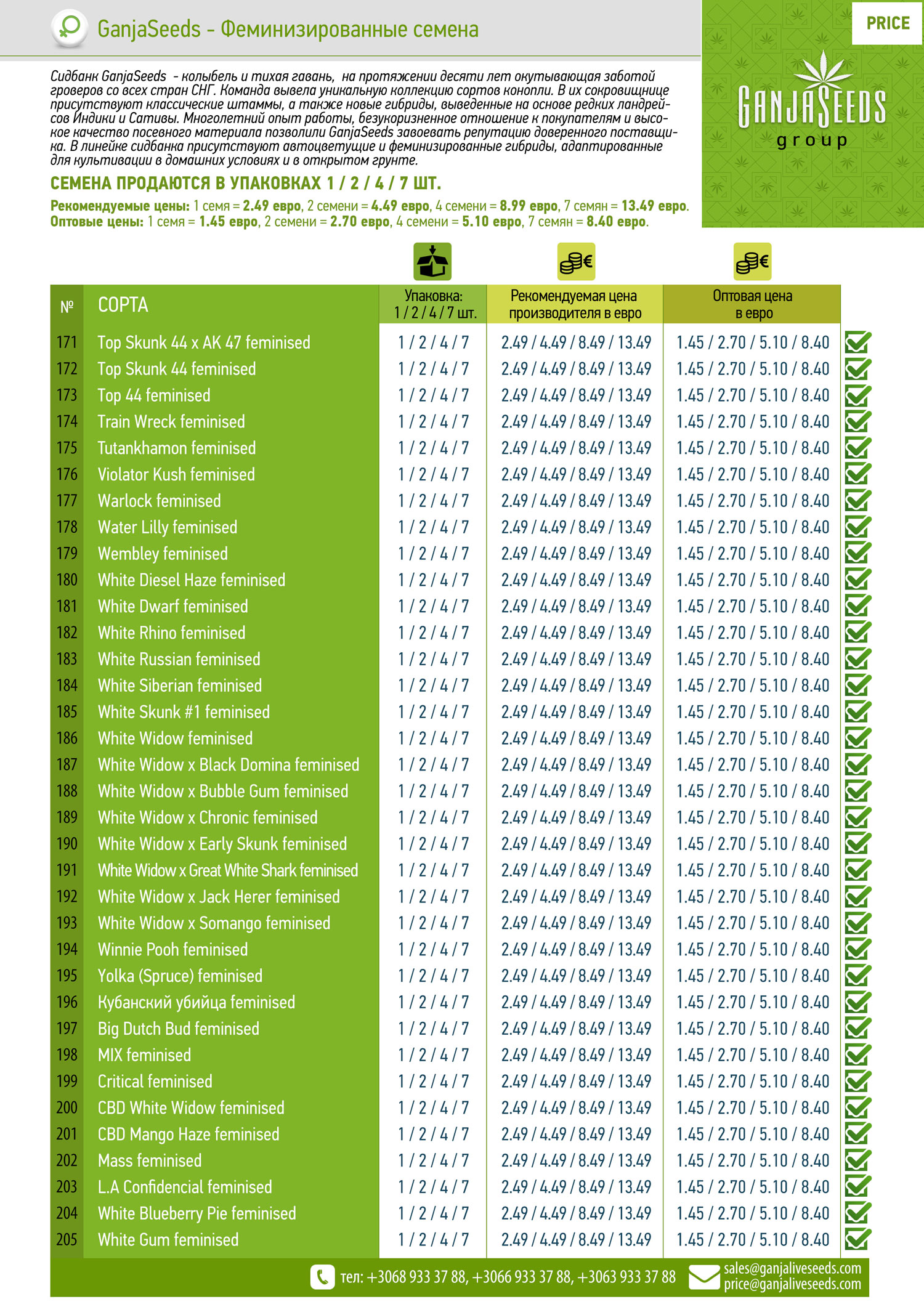 GanjaSeeds - феминизированные семена конопли GanjaSeeds - феминизированные семена конопли